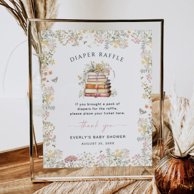 Storybook Diaper Raffle Sign Wildblume Poster (Von Creator hochgeladen)