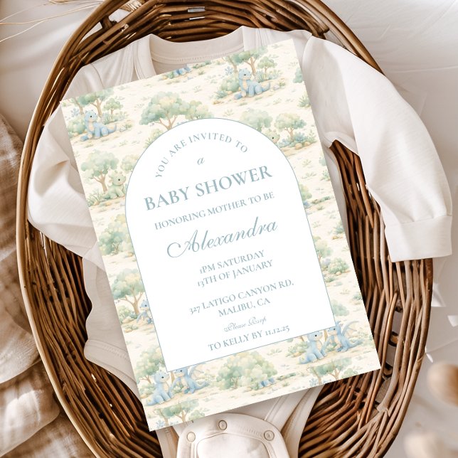 Storybook Dinosaur Baby Shower Einladung (Von Creator hochgeladen)