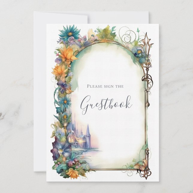 Storybook Dragon Baby Shooting Gästebuch Einladung (Vorderseite)