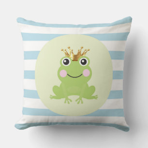 Storybook Fairy Tale Frog Prince Blue Stripes Kissen