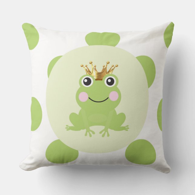 Storybook Fairy Tale Frog Prince Gold Crown Kissen (Vorderseite)