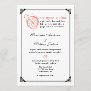 Storybook Fairytale Hochzeit Einladung - Rosa/Schw