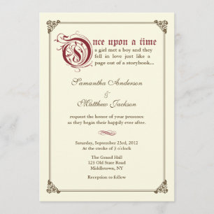 Storybook Fairytale Wedding Einladung - Burgund