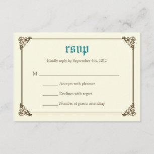 Storybook Fairytale Wedding RSVP Card - Aquamarin Karte