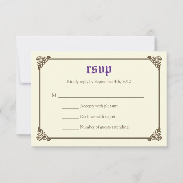 Storybook Fairytale Wedding RSVP Card - Lila (Vorderseite)