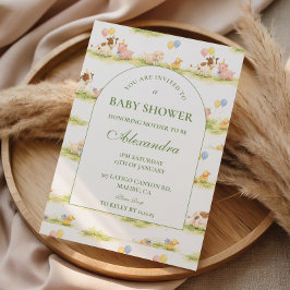 Storybook Farm Animals Pastel Baby Shower Einladung