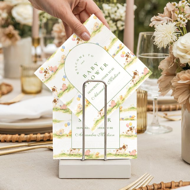 Storybook Farm Animals Pastel Baby Shower Serviette (Von Creator hochgeladen)