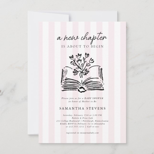 Storybook Floral Ein neues Kapitel beginnt mit Bab Einladung (Vorderseite)