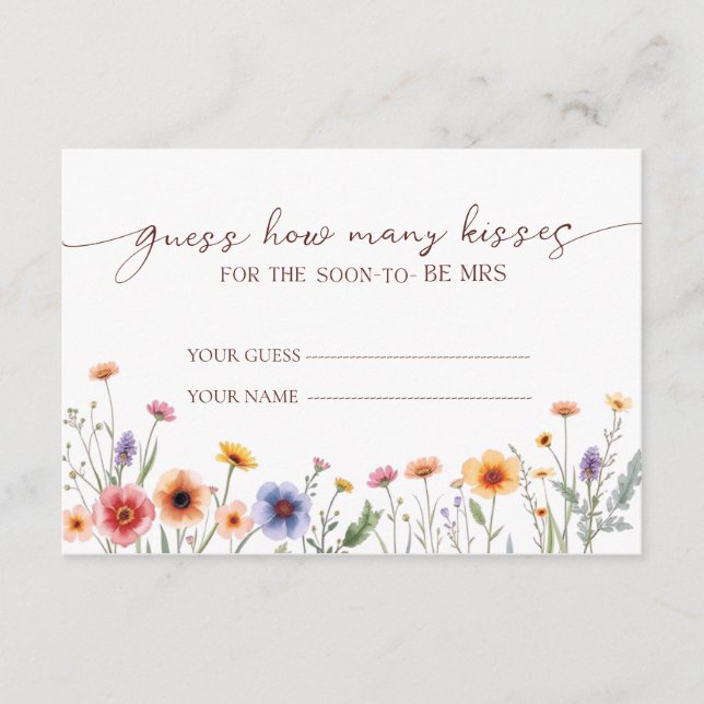 Storybook Floral Guess Wie viele Kisses Bridal Begleitkarte (Vorderseite)