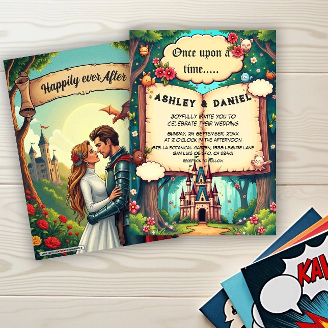 Storybook Forest Woodland Castle Fairytale Wedding Einladung (Von Creator hochgeladen)
