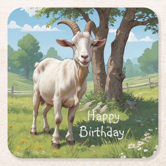 Storybook Goat Rechteckiger Pappuntersetzer (Vorderseite)