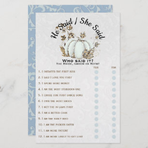 Storybook Gold White Pumpkin Brautparty Game