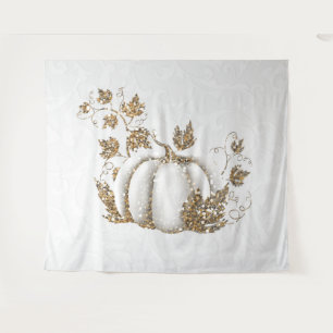 Storybook Gold White Pumpkin Fairy Tale Banner Wandteppich