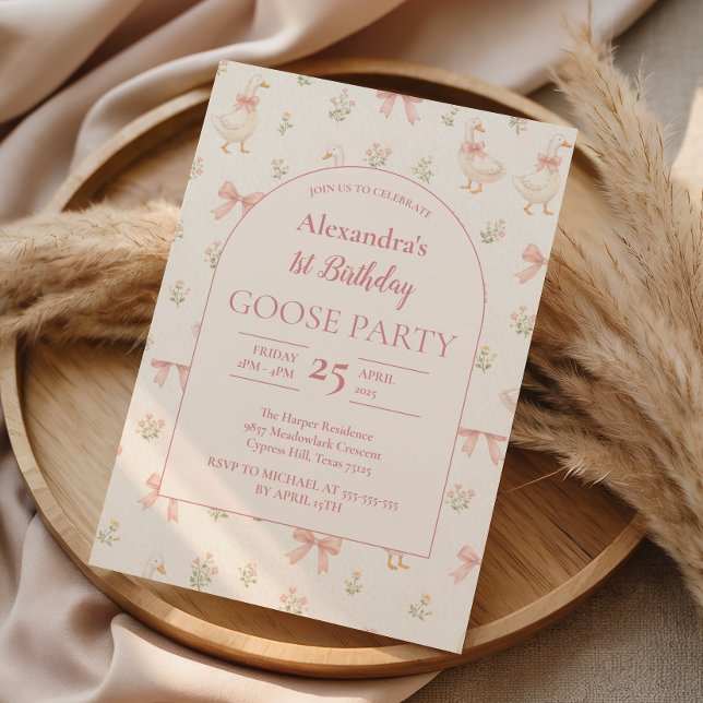 Storybook Goose 1st Birthday Einladung (Von Creator hochgeladen)