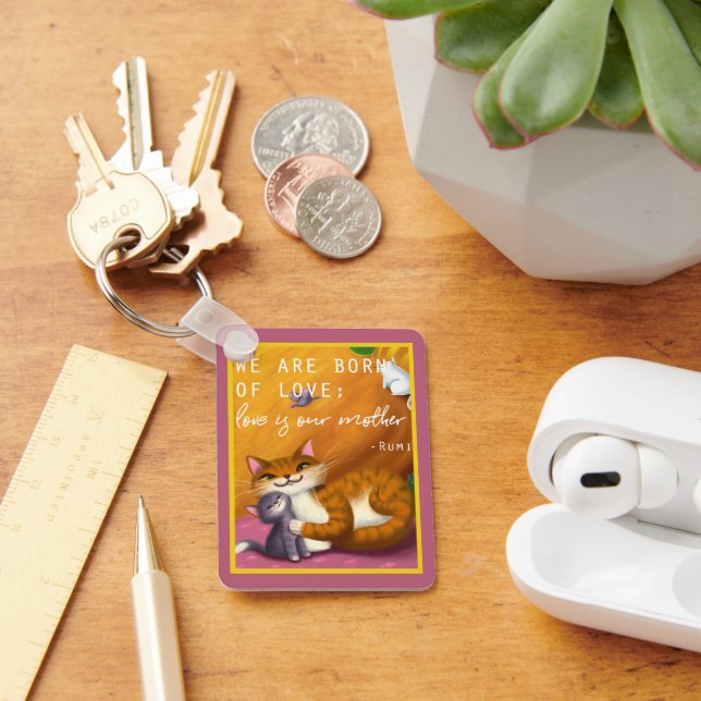 Storybook Mama und Baby Katzen Schlüsselanhänger (Schreibtisch)