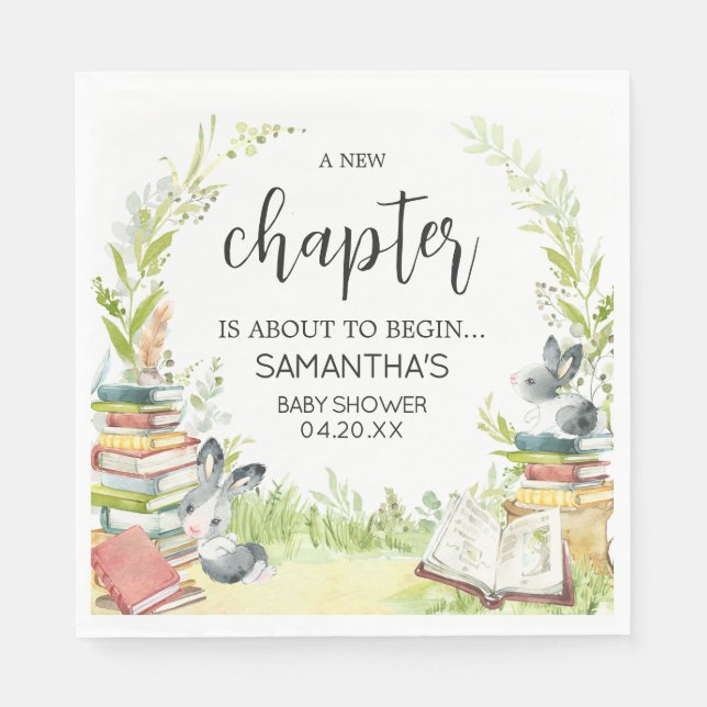 Storybook Neues Kapitel Baby-Dusche Serviette (Vorderseite)