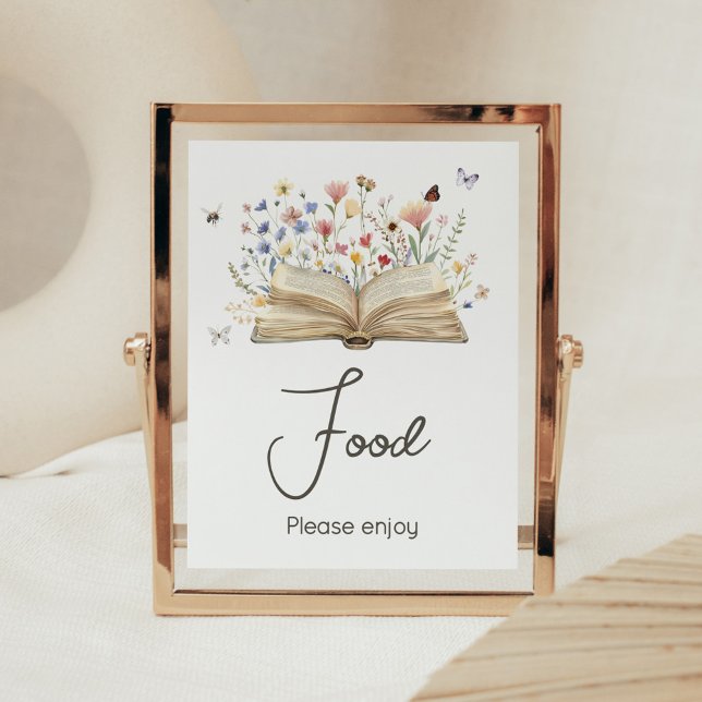 Storybook Neues Kapitel Begins Baby Dusche Nahrung Poster (New Chapter Begins Storybook Baby Shower Food Sign)