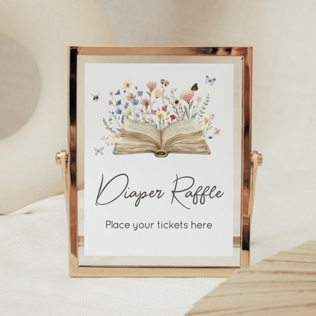 Storybook Neues Kapitel fängt Windeln Raffle an Poster (New Chapter Begins Storybook Baby Shower Diaper Raffle Sign)