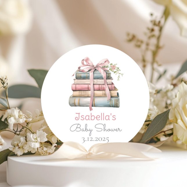 Storybook Neues Kapitel Rosa Bug Babymädchen Runder Aufkleber (Von Creator hochgeladen)