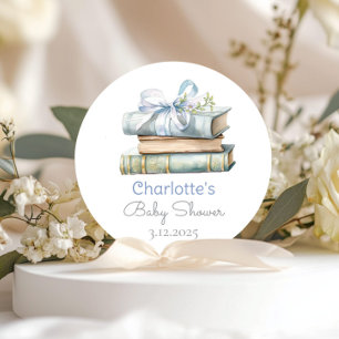 Storybook New Chapter Blue Bow Baby Boy Dusche Runder Aufkleber