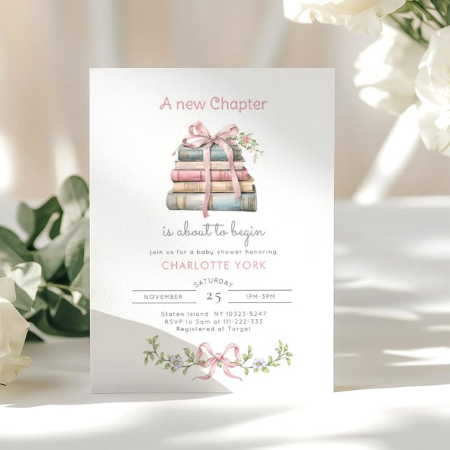 Storybook New Chapter Bow Mädchen Dusche Einladung (Von Creator hochgeladen)