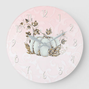 Storybook Pink & White Pumpkin Fairy Tale Große Wanduhr