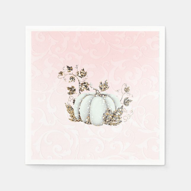 Storybook Pink & White Pumpkin Fairy Tale Party Serviette (Vorderseite)