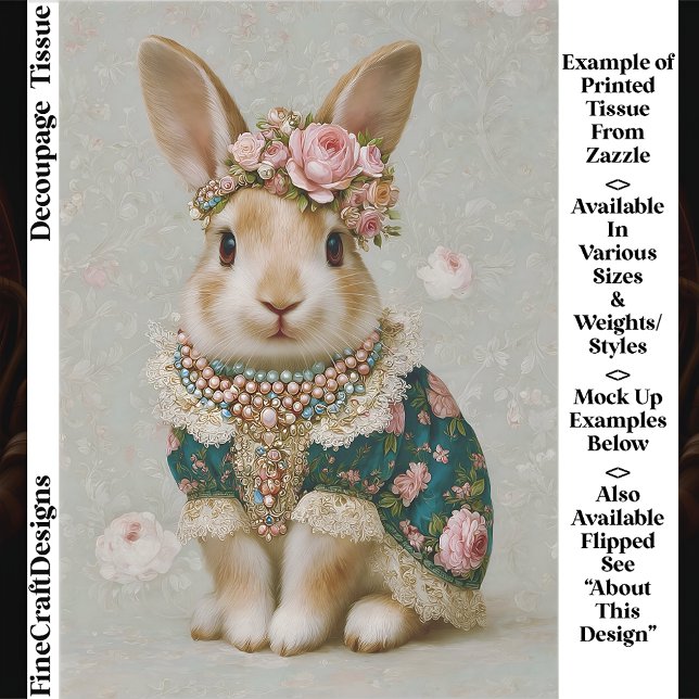 Storybook Rabbit in Floral Dress EV8L Decoupage Seidenpapier (Von Creator hochgeladen)