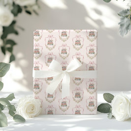 Storybook Rosa Bow Neues Kapitel Babydusche Geschenkpapier