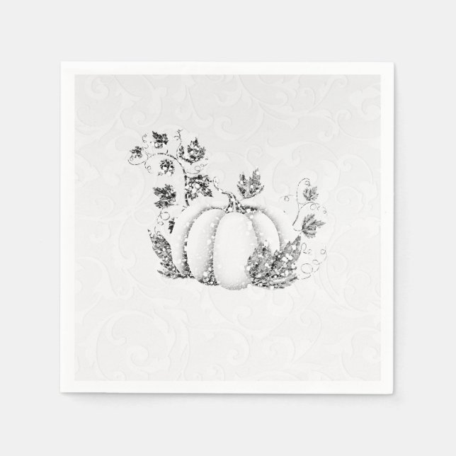 Storybook Silver White Pumpkin Fairy Tale Party Serviette (Vorderseite)