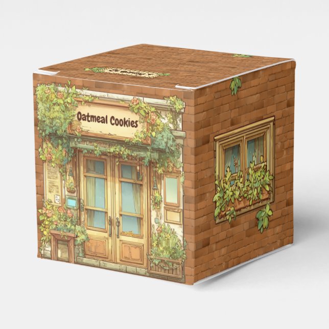 Storybook Style Cozy Cafe Brown Brick, Favor Box Geschenkschachtel (Vorderseite)