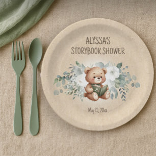 Storybook Teddy Bear Greenerenery Baby Shower Pappteller