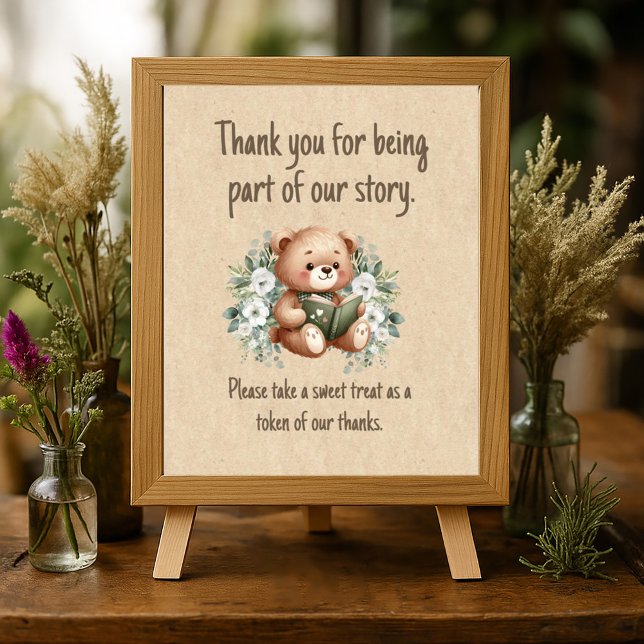 Storybook Teddy Bear Guest Shower Favoriten Poster (Storybook teddy bear baby shower guest party favor table poster)