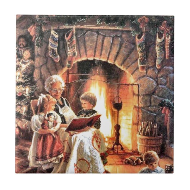 Storybook Time mit Oma zu Weihnachten Fliese (Vorderseite)