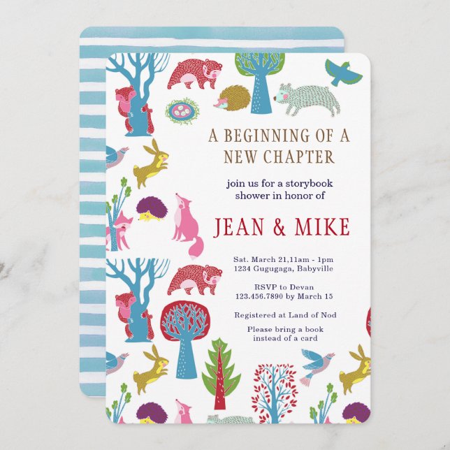 Storybook-WaldBabyparty-Einladung Einladung (Vorne/Hinten)