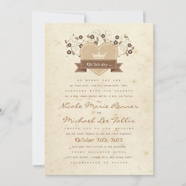 Storybook Wappen Wedding Invite Einladung (Vorderseite)