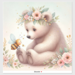 Storybook Woodland Babies Bär und Biene Aufkleber
