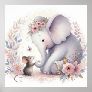 Storybook Woodland Babies Elefanten und Maus Poster