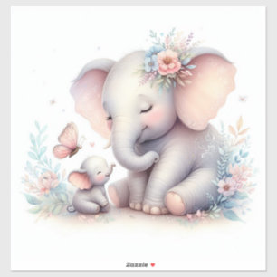 Storybook Woodland Babies Elephant und Baby Aufkleber