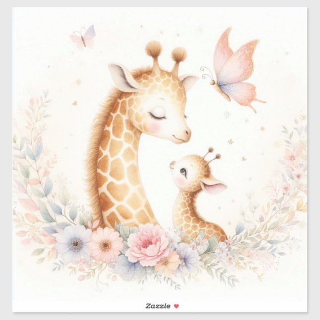 Storybook Woodland Babies Giraffe und Baby Aufkleber (Blatt)