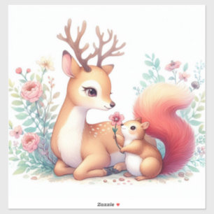 Storybook Woodland Babies Hirsch und Chipmunk Aufkleber