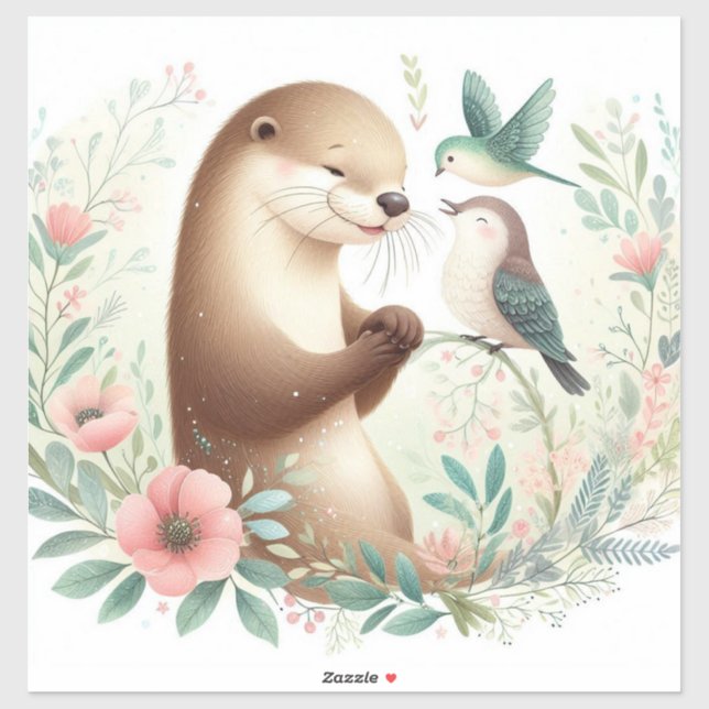 Storybook Woodland Babies Otter und Bird Aufkleber (Blatt)