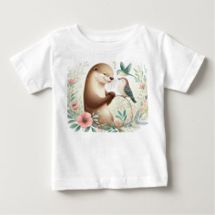Storybook Woodland Babies Otter und Bird Baby T-shirt