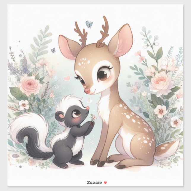 Storybook Woodland Babies Skunk and Deh Aufkleber (Blatt)