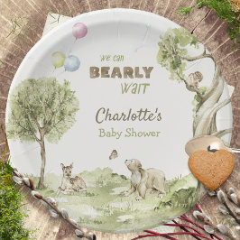 Storybook Woodland Bearly Wait Baby Shower Pappteller