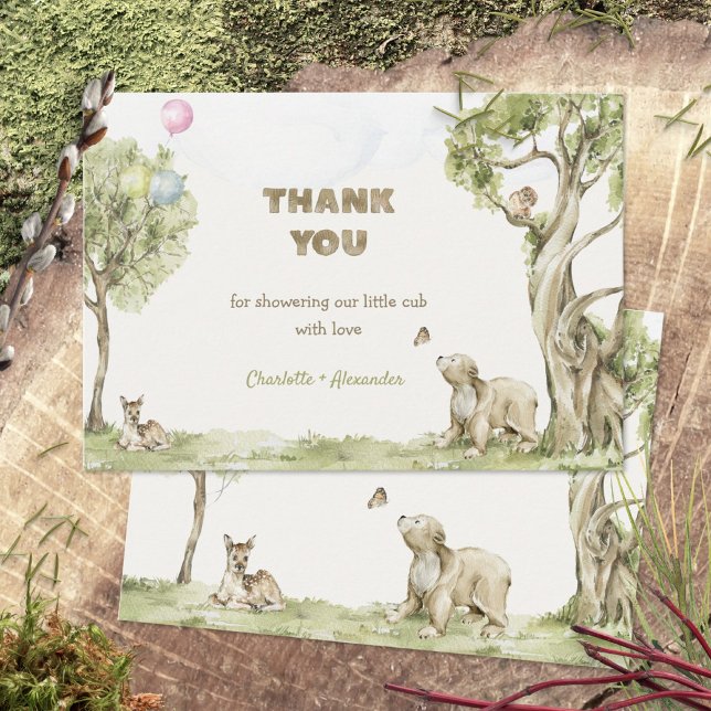 Storybook Woodland Bearly Wait Dankeskarte (Storybook Woodland Bearly Wait Thank You Card ©Susanne Sachers - Sunny Mind 🌞)