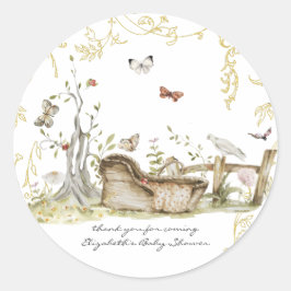 Storybook | Woodland Forest Baby Dusche Runder Aufkleber