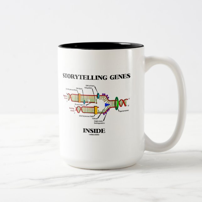 Storyelling Genes Inside (DNA-Replikation) Zweifarbige Tasse (Rechts)