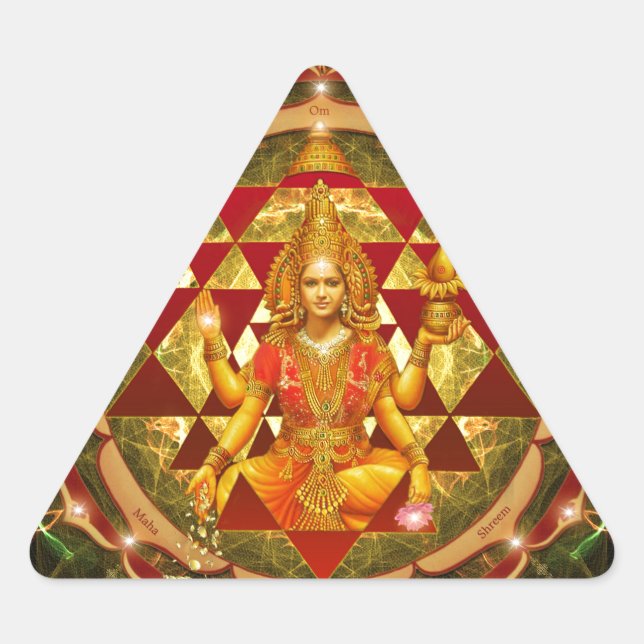 Stotram auf Devi Lakshmi - Shri yantra Dreieckiger Aufkleber (Vorderseite)