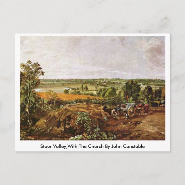 Stour Valley mit der Kirche von John Constable Postkarte (Vorderseite)